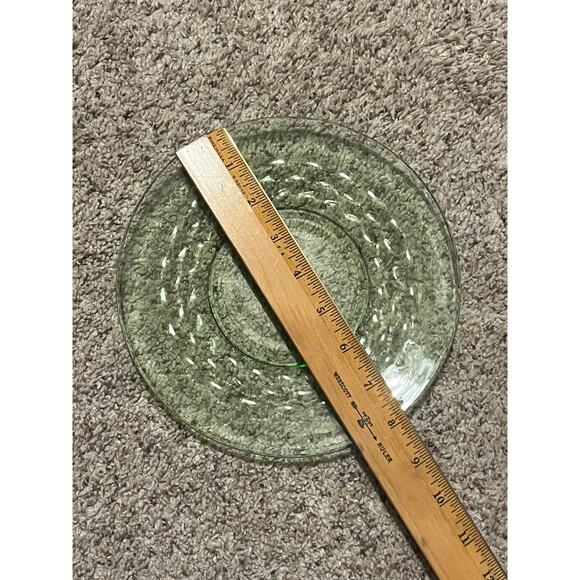 Lot 6 Green Depression Plates Uranium Glass UV Glow Honeycomb - Picture 3 of 6